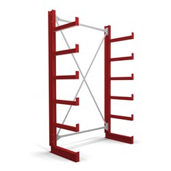 STIER Kragarmregal einseitig mit 5 Ebenen feuerrot