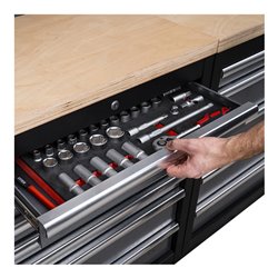 STIER Werkstatteinrichtung Basic 6-teilig mit Lochwand und Multiplex-Arbeitsplatte BxTxH 4235x460x2000mm