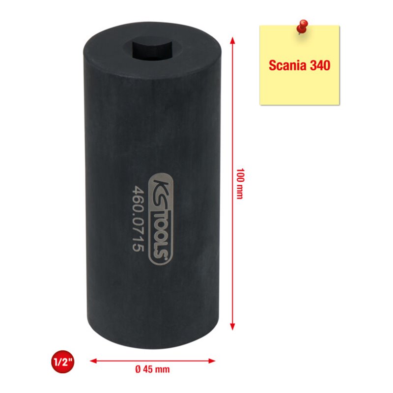 KS Tools 1/2 Zoll Einspritzdüsen-Stecknuss für Scania, 38 mm