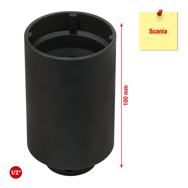 KS Tools 1/2 Zoll Nutmuttern-Schlüssel mit 4 Zapfen für Scania, Innenzapfen D. 48 mm