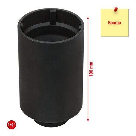 KS Tools 1/2 Zoll Nutmuttern-Schlüssel mit 4 Zapfen für Scania, Innenzapfen D. 48 mm