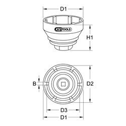 KS Tools 3/4 Zoll Achsmuttern-Schlüssel für Mercedes, 8-kant
