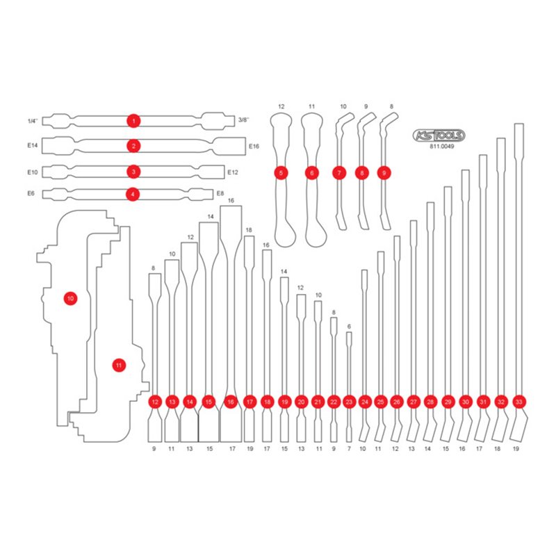 KS Tools Leere Schaumstoffeinlage zu 811.0049