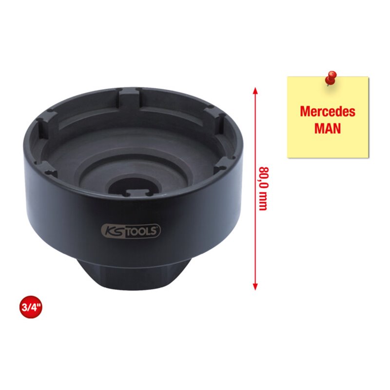 KS Tools 3/4 Zoll Nutmuttern-Schlüssel mit 6 Zapfen für Mercedes und MAN