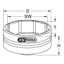 KS Tools 3/4 Zoll Radkapsel- und Achsmutternschlüssel 115x8-kant