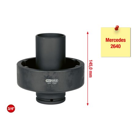 KS Tools 3/4 Zoll Nutmuttern-Schlüssel mit 6 Zapfen mit Führungsrohr für Mercedes, Innenzapfen D. 64 mm