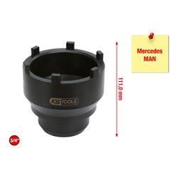KS Tools 3/4 Zoll Nutmuttern-Schlüssel mit 6 Zapfen für Mercedes und MAN, 95-115 mm