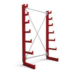 STIER Kragarmregal einseitig mit 6 absteigenden Ebenen feuerrot