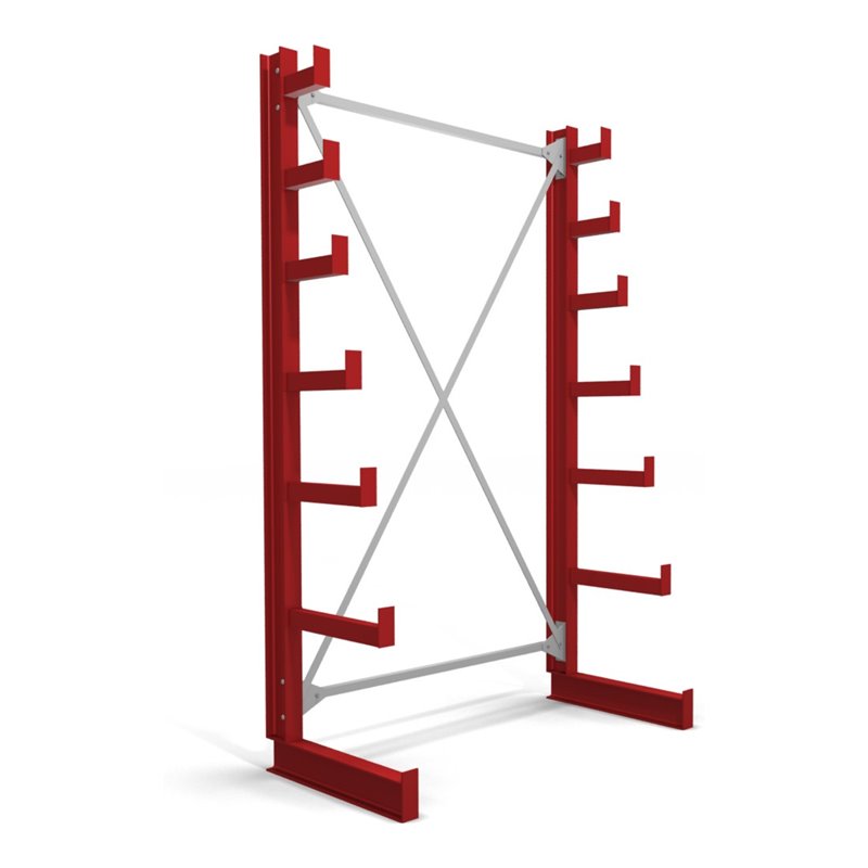 STIER Kragarmregal einseitig mit 6 absteigenden Ebenen feuerrot