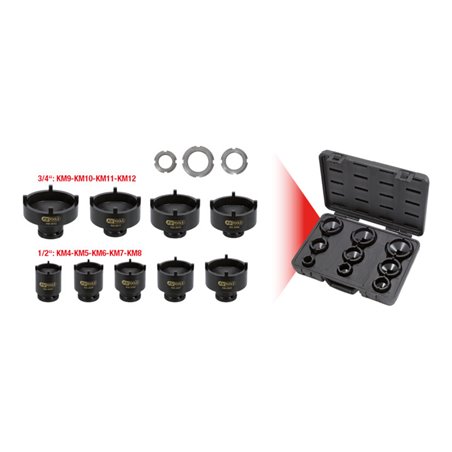 KS Tools Nutmuttern-Schlüssel-Satz, Zapfen aussen liegend, 9-tlg