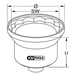KS Tools 1 Zoll Achsmuttern-Schlüssel für Iveco, 12-kant, 85 mm