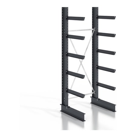 STIER Kragarmregal schraubbar einseitig mit 5 Ebenen HxT 2530x400 mm