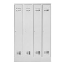 STIER Garderobenspind Premium mit Sockel 4 Abteile Zylinderschloss lichtgrau
