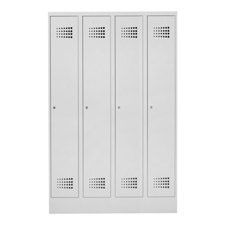 STIER Garderobenspind Premium mit Sockel 4 Abteile Zylinderschloss lichtgrau