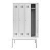 STIER Garderobenspind Premium mit Sitzbankuntergestell 4 Abteile Zylinderschloss lichtgrau