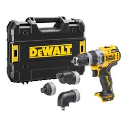 DEWALT 12 Volt Akku-Bohrschrauber mit 4 werkzeuglos wechselbaren Werkzeug-Aufnahmen (Basisversion) DCD703NT-XJ