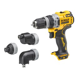 DEWALT 12 Volt Akku-Bohrschrauber mit 4 werkzeuglos wechselbaren Werkzeug-Aufnahmen (Basisversion) DCD703NT-XJ