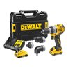 DEWALT 12 Volt / 3 Ah Akku-Bohrschrauber mit 4 werkzeuglos wechselbaren Werkzeug-Aufnahmen DCD703L2T-QW