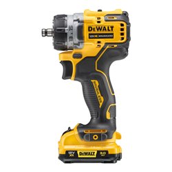 DEWALT 12 Volt / 3 Ah Akku-Bohrschrauber mit 4 werkzeuglos wechselbaren Werkzeug-Aufnahmen DCD703L2T-QW