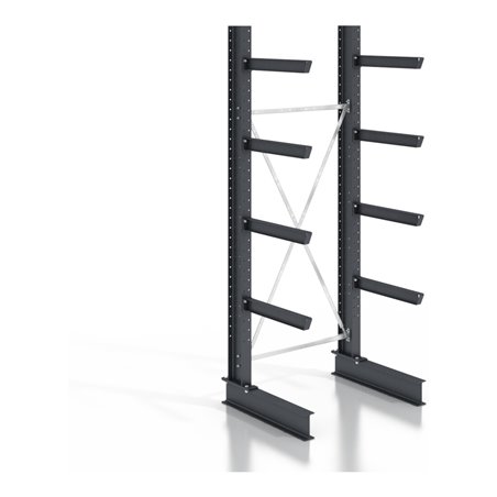 STIER Kragarmregal schraubbar einseitig mit 4 Ebenen HxT 3130x400 mm