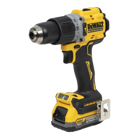 DEWALT 18V XR Akku-Schlagbohrschrauber (bürstenlos) inkl. 2x Powerstack Akku (18 Volt / 1,7 Ah) mit Pouch-Akku Technologie DCD80
