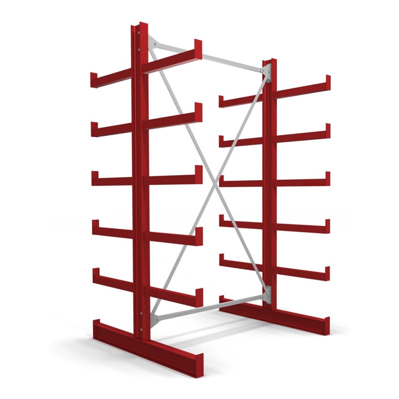 STIER Kragarmregal doppelseitig mit 5 Ebenen feuerrot
