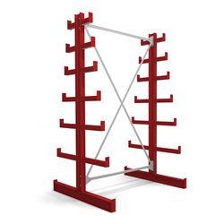 STIER Kragarmregal doppelseitig mit 6 absteigenden Ebenen feuerrot