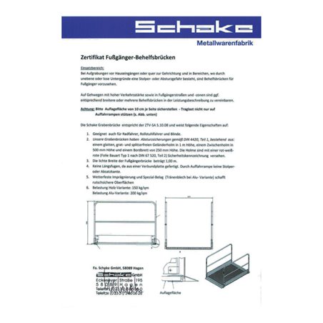 Schake Grabenbrücken aus Holz, Breite: 1,00 m, Länge: 2,70 m