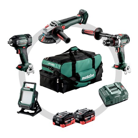 Metabo Akku Combo Set 4.3.2 18 V BS 18 LTX BL I + SSW 18 LTX 400 BL + WB 18 LT BL 11-125 Q + BSA 18 LED 4000 Karton