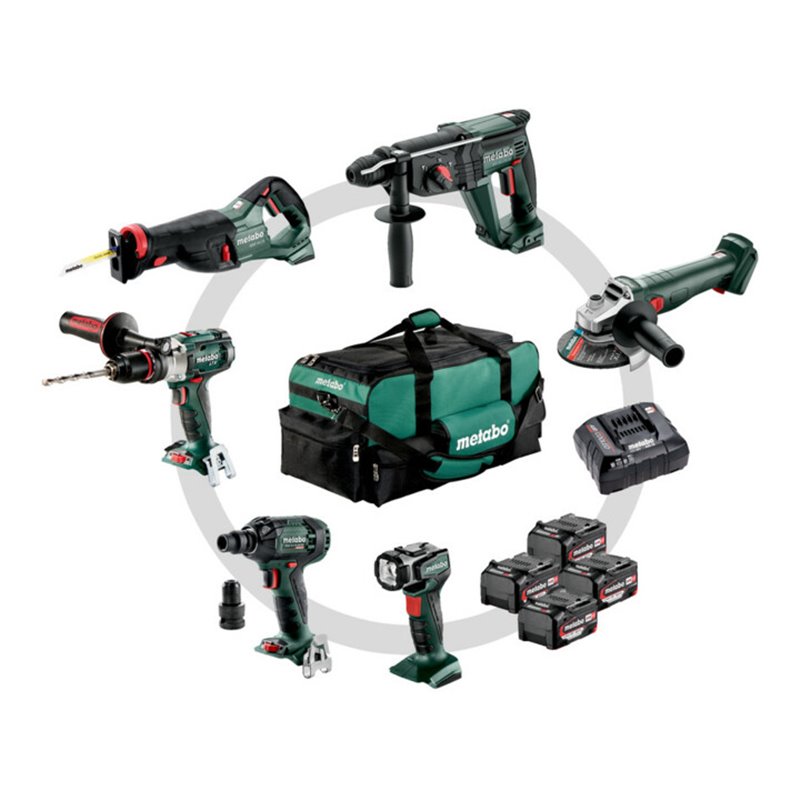 Metabo Akku Combo Set Bauhandwerk 6.1 SB 18 LTX Impuls + KH 18 LTX 24 + W 18 L 9-125 Quick + ASE 18 LTX + SSW 18 LTX 300 BL + UL