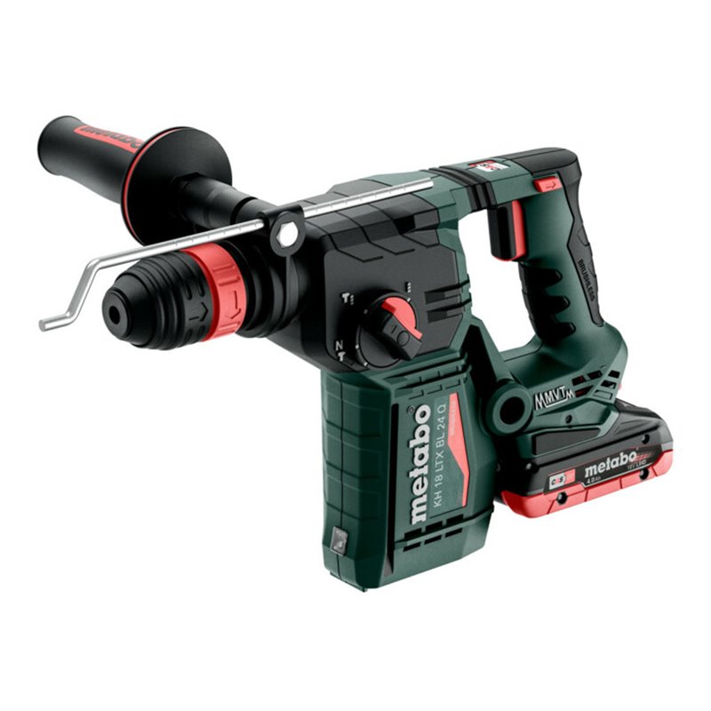 Metabo Akku-Kombihammer KH 18 LTX BL 24 Q mit Metabo-Quick-Wechselfutter metaBOX 165 L 18V 2x4Ah LiHD + ASC 55