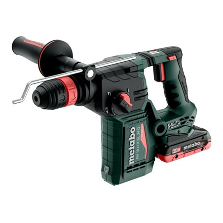 Metabo Akku-Kombihammer KH 18 LTX BL 24 Q mit Metabo-Quick-Wechselfutter metaBOX 165 L 18V 2x4Ah LiHD + ASC 55