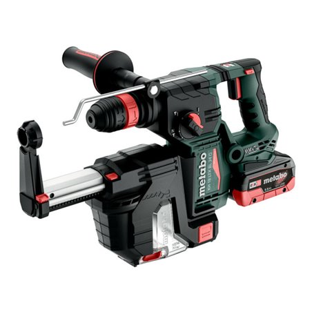 Metabo Akku-Kombihammer KH 18 LTX BL 24 Q Set ISA mit integrierter Staubabsaugung und Metabo-Quick-Wechselfutter  metaBOX 185 XL