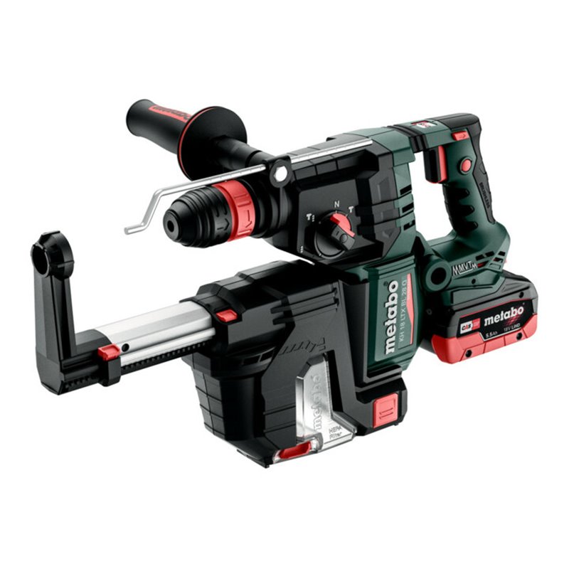 Metabo Akku-Kombihammer KH 18 LTX BL 28 Q Set ISA mit integrierter Staubabsaugung und Metabo-Quick-Wechselfutter  metaBOX 185 XL