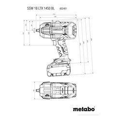 Metabo Akku-Schlagschrauber SSW 18 LTX 1450 BL metaBOX 145 L 18V 2x8Ah LiHD + ASC 145
