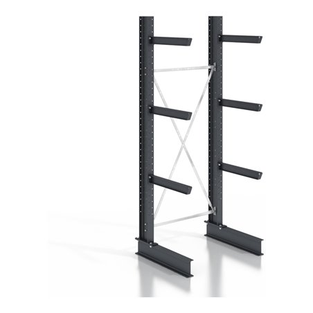 STIER Kragarmregal schraubbar einseitig mit 3 Ebenen HxT 2550x800 mm