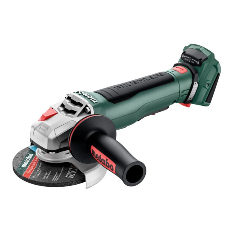 Metabo Akku-Winkelschleifer WPB 18 LT BL 11-125 Quick mit Bremse, Schnellspannmutter, drehbarem Akkupack, Totmannschalter metaBO