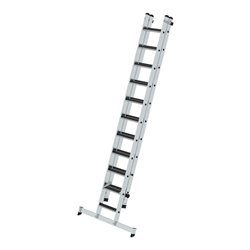 Munk Stufen-Schiebeleiter 2-teilig mit nivello®-Traverse und clip-step R13 1x11 + 1x10