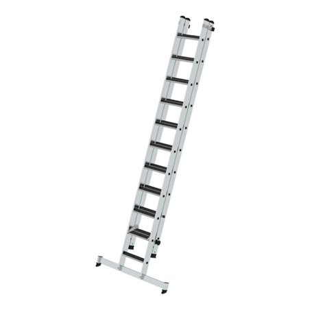 Munk Stufen-Schiebeleiter 2-teilig mit nivello®-Traverse und clip-step R13 1x11 + 1x10