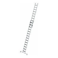 Munk Stufen-Schiebeleiter 2-teilig mit nivello®-Traverse und clip-step R13 1x14 + 1x10