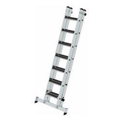 Munk Stufen-Schiebeleiter 2-teilig mit nivello®-Traverse und clip-step R13 2x7