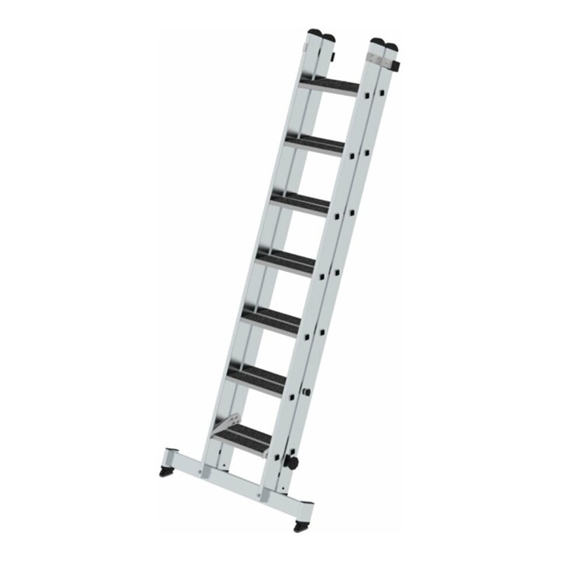 Munk Stufen-Schiebeleiter 2-teilig mit nivello®-Traverse und clip-step R13 2x7