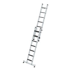 Munk Stufen-Schiebeleiter 2-teilig mit nivello®-Traverse und clip-step R13 2x7