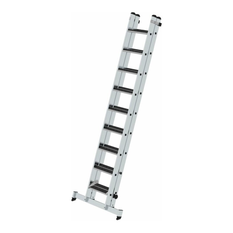 Munk Stufen-Schiebeleiter 2-teilig mit nivello®-Traverse und clip-step R13 2x9