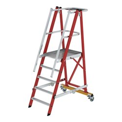 Munk Plattformleiter GFK/Alu klappbar und fahrbar mit GFK-Handlauf 5 Stufen