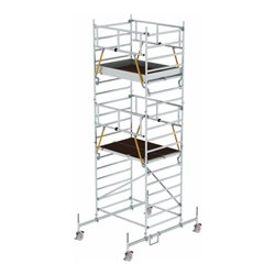 Munk Rollgerüst SG 1,35 x 1,80 m mit Fahrbalken & Doppel-Plattform Plattformhöhe 4,66 m