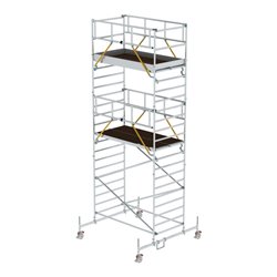 Munk Rollgerüst SG 1,35 x 2,45 m mit Fahrbalken & Doppel-Plattform Plattformhöhe 5,78 m