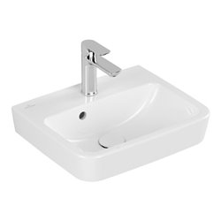 V&B Handwaschbecken O.NOVO 45x37cm, eck, m HL, mit Überlauf, weiß