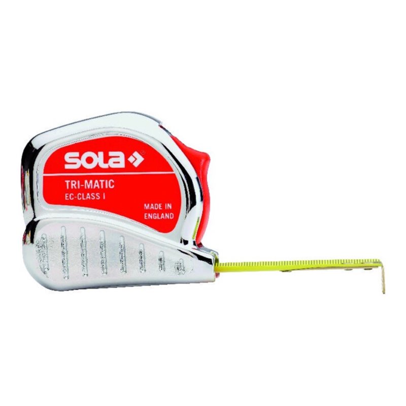 Taschenrollbandmaß TRI-MATIC L.10m B.25mm mm/cm EG 1 Ku.Stopptaste SOLA