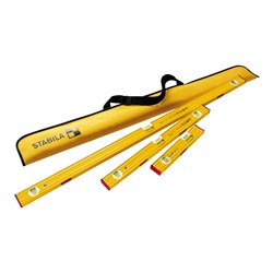 STABILA PRO SET 80 ASM, 4-teiliges Magnet-Wasserwaagen-Set: 120 cm / 60 cm / 30 cm / Tasche, verstärktes Alu-Profil, extrastarke